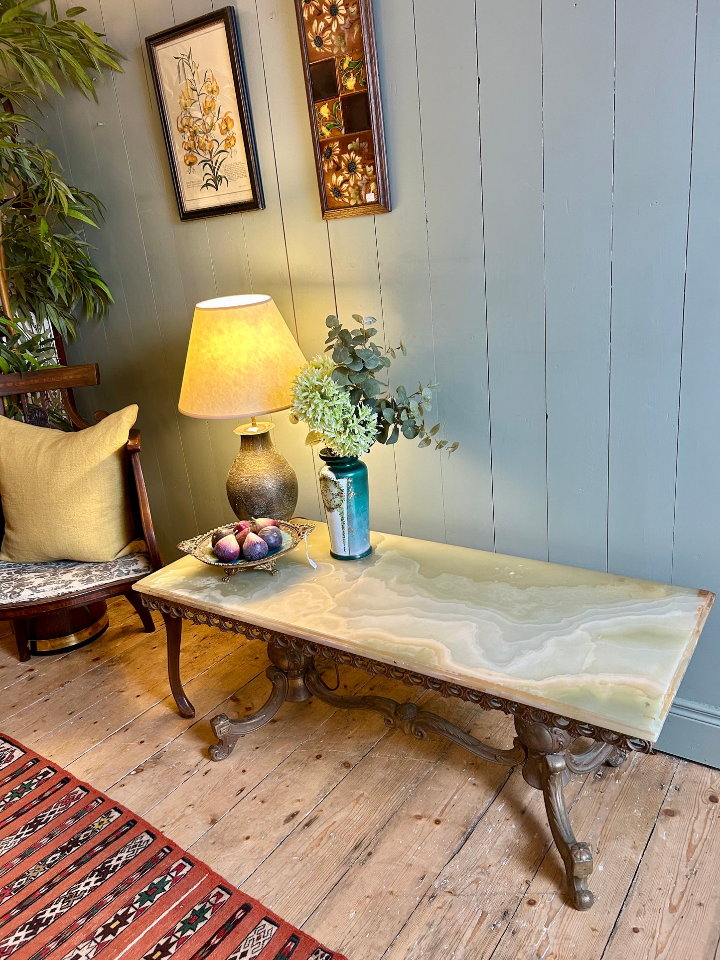 Vintage Onyx & Brass Coffee Table