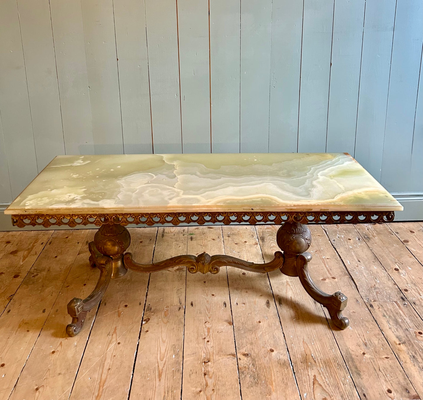 Vintage Onyx & Brass Coffee Table
