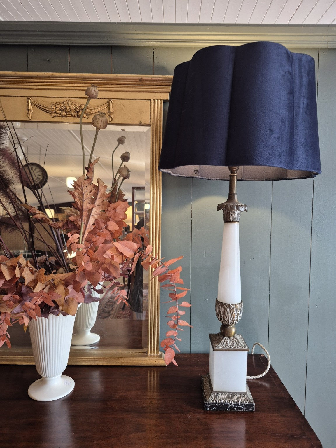 Pair of French Alabaster, Marble and Brass Lamps