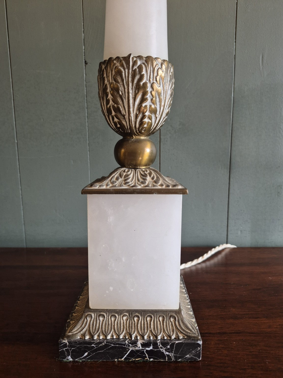 Pair of French Alabaster, Marble and Brass Lamps