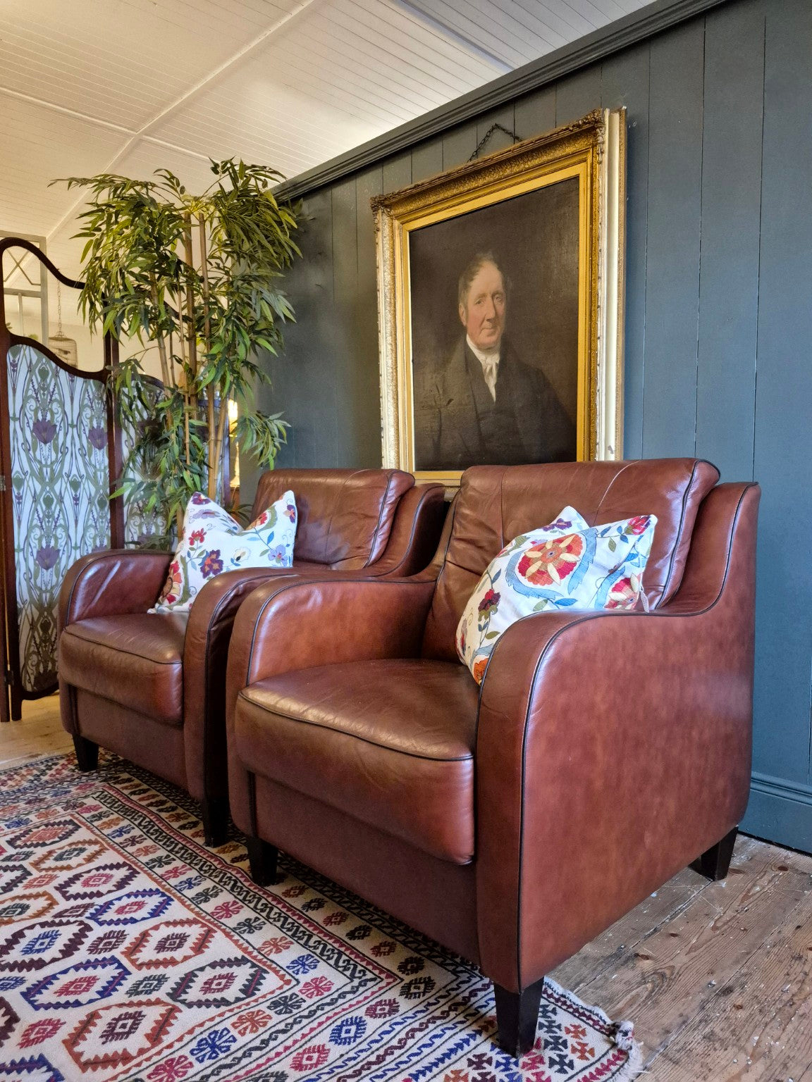 Pair of Vintage Leather Armchairs