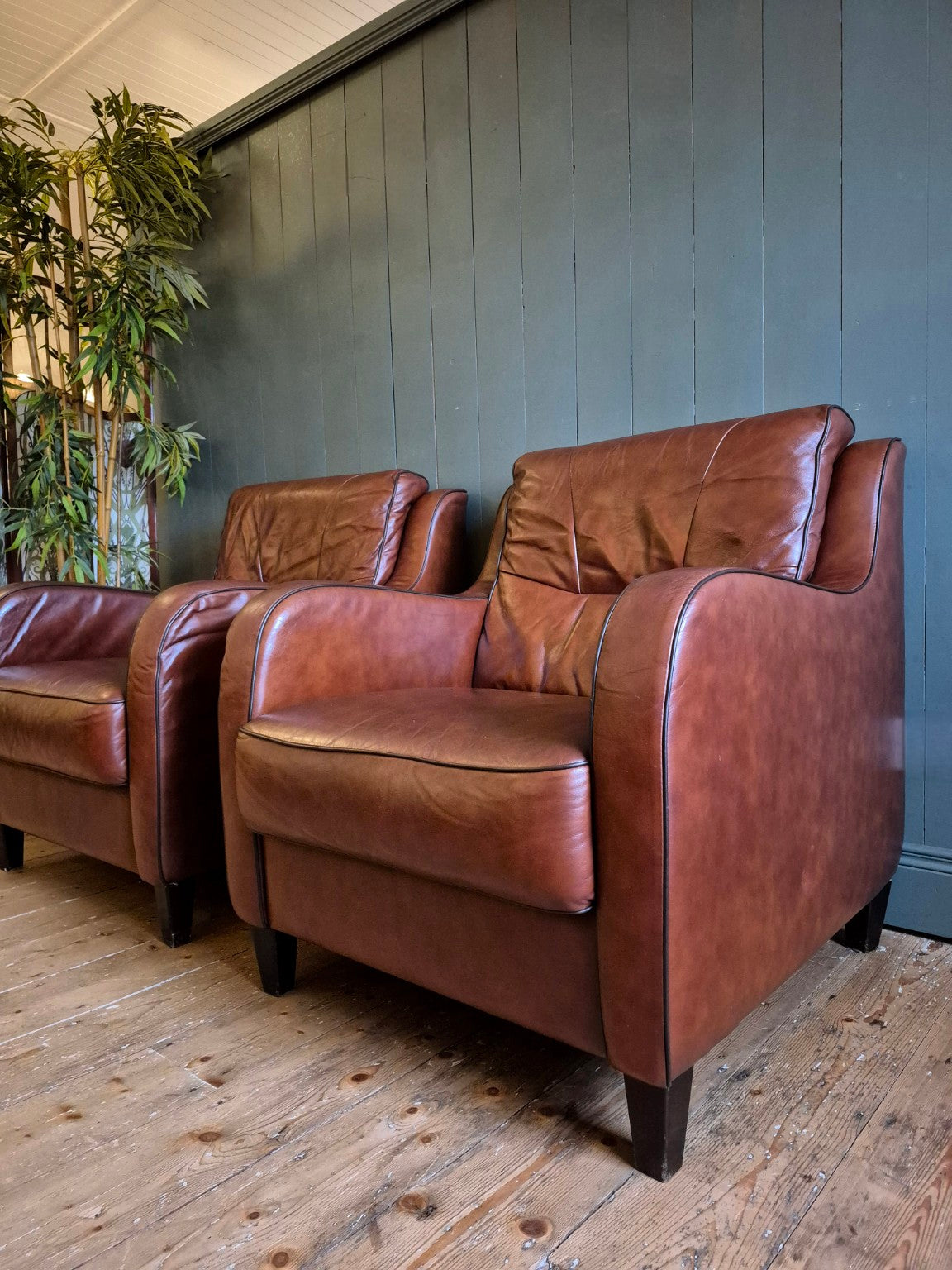 Pair of Vintage Leather Armchairs
