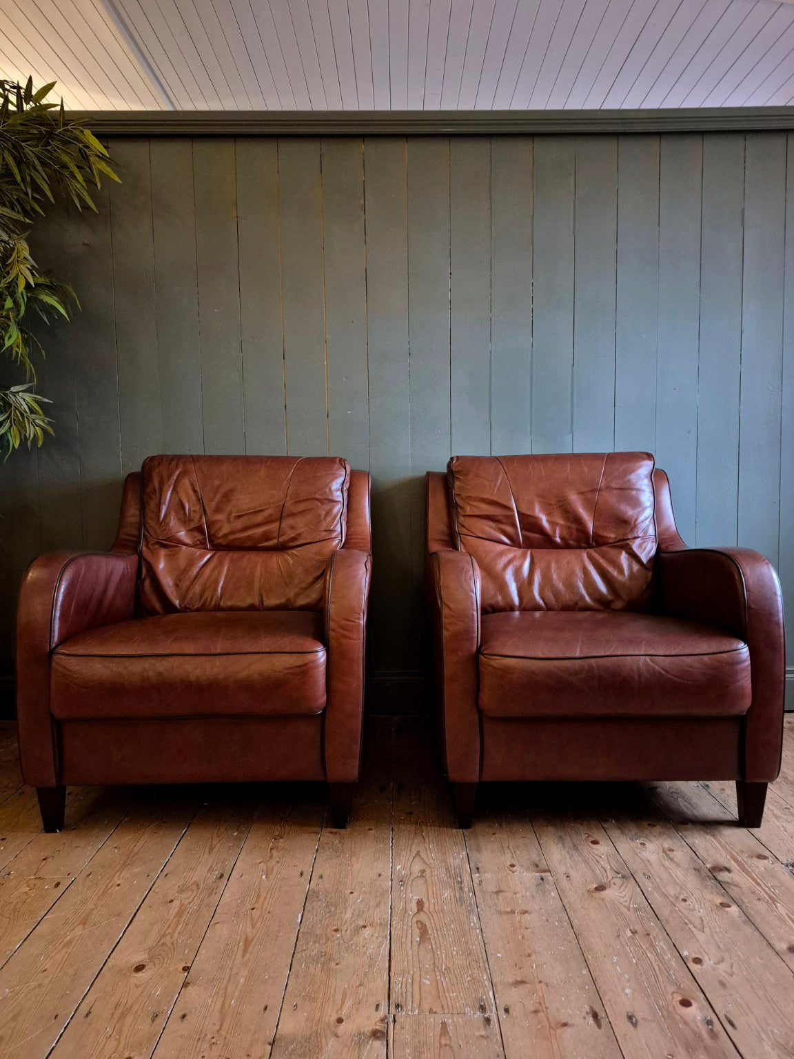 Pair of Vintage Leather Armchairs
