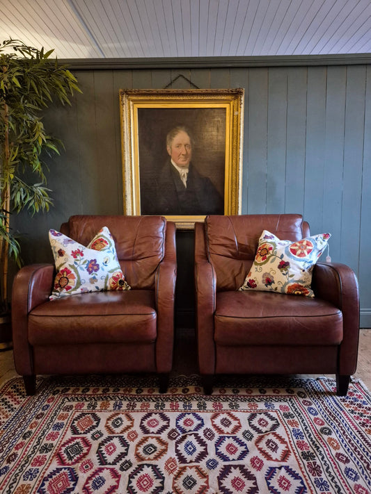 Pair of Vintage Leather Armchairs