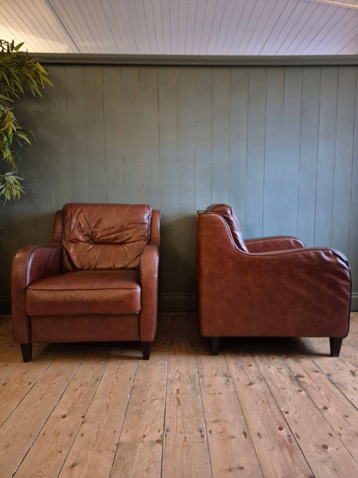 Pair of Vintage Leather Armchairs