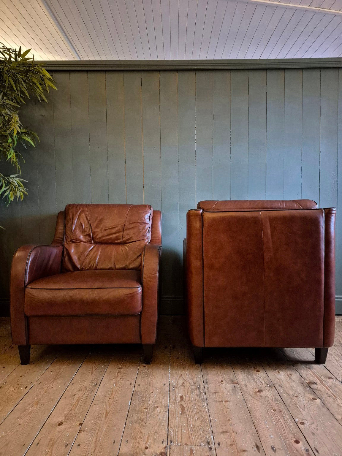Pair of Vintage Leather Armchairs