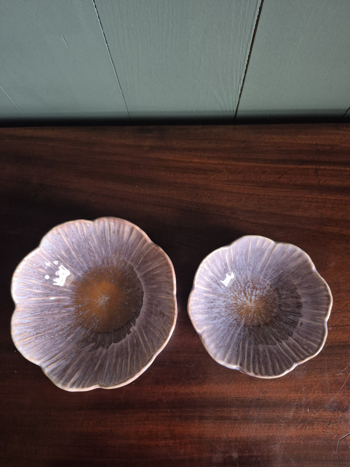 Purple Scalloped Stoneware Bowls