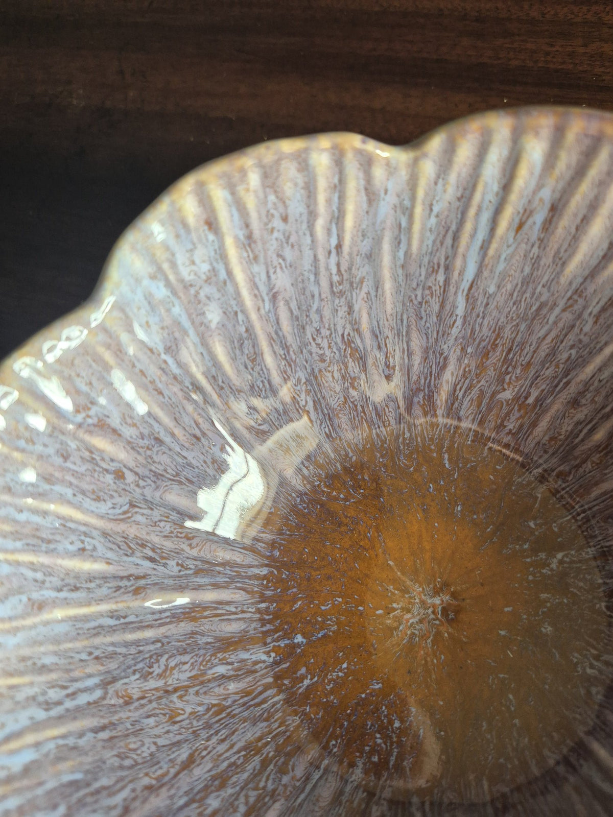 Purple Scalloped Stoneware Bowls