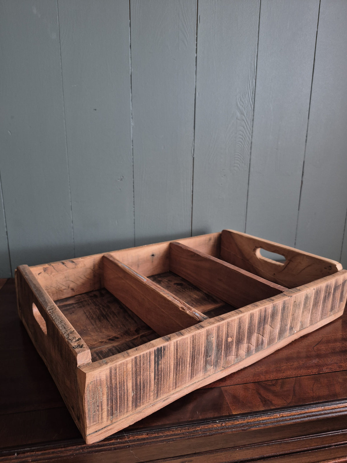Recycled Wooden Tray With Dividers