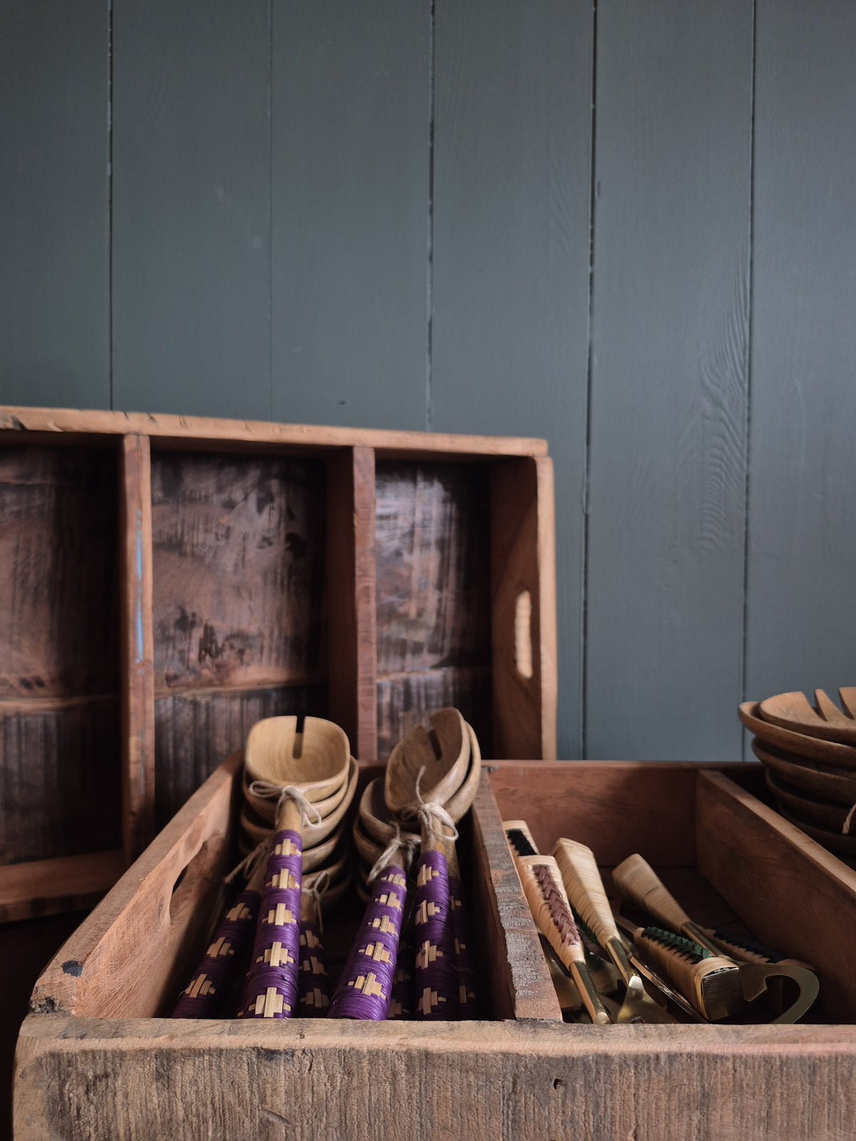Recycled Wooden Tray With Dividers