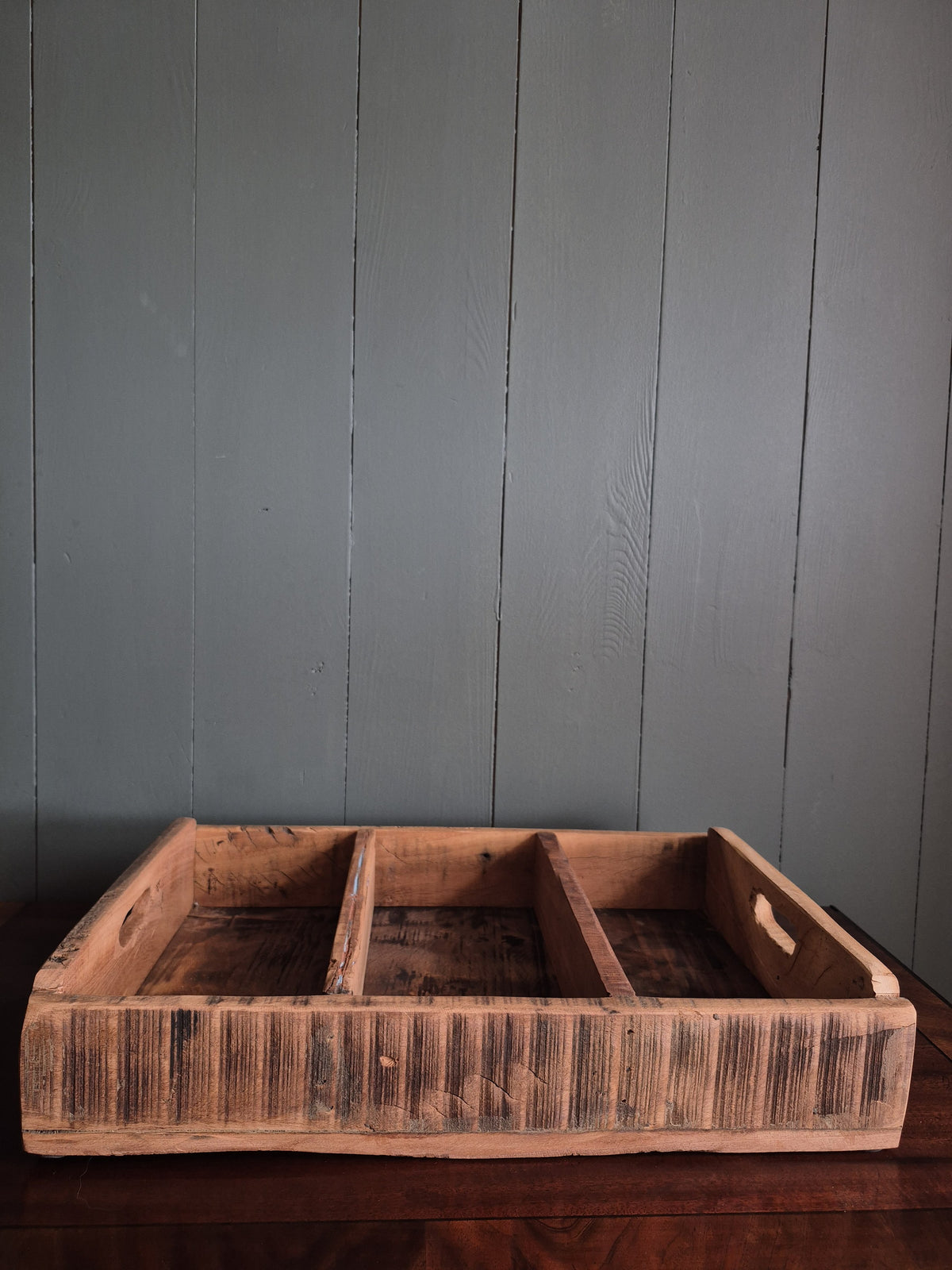 Recycled Wooden Tray With Dividers