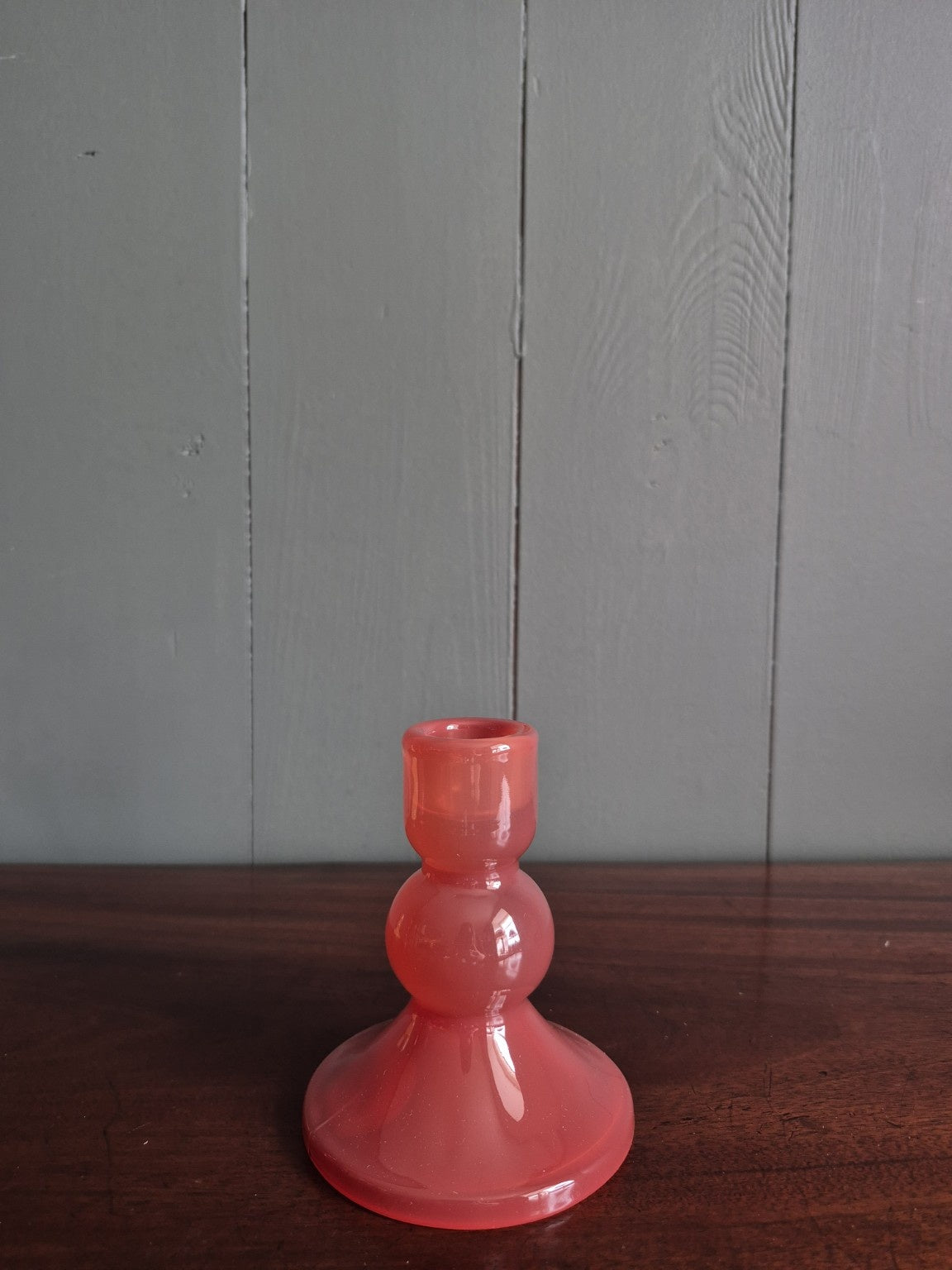 Red Glass Bobbin Candle Holder