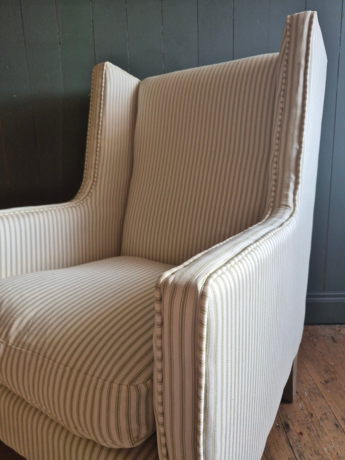 Contemporary Striped Wingback Armchair