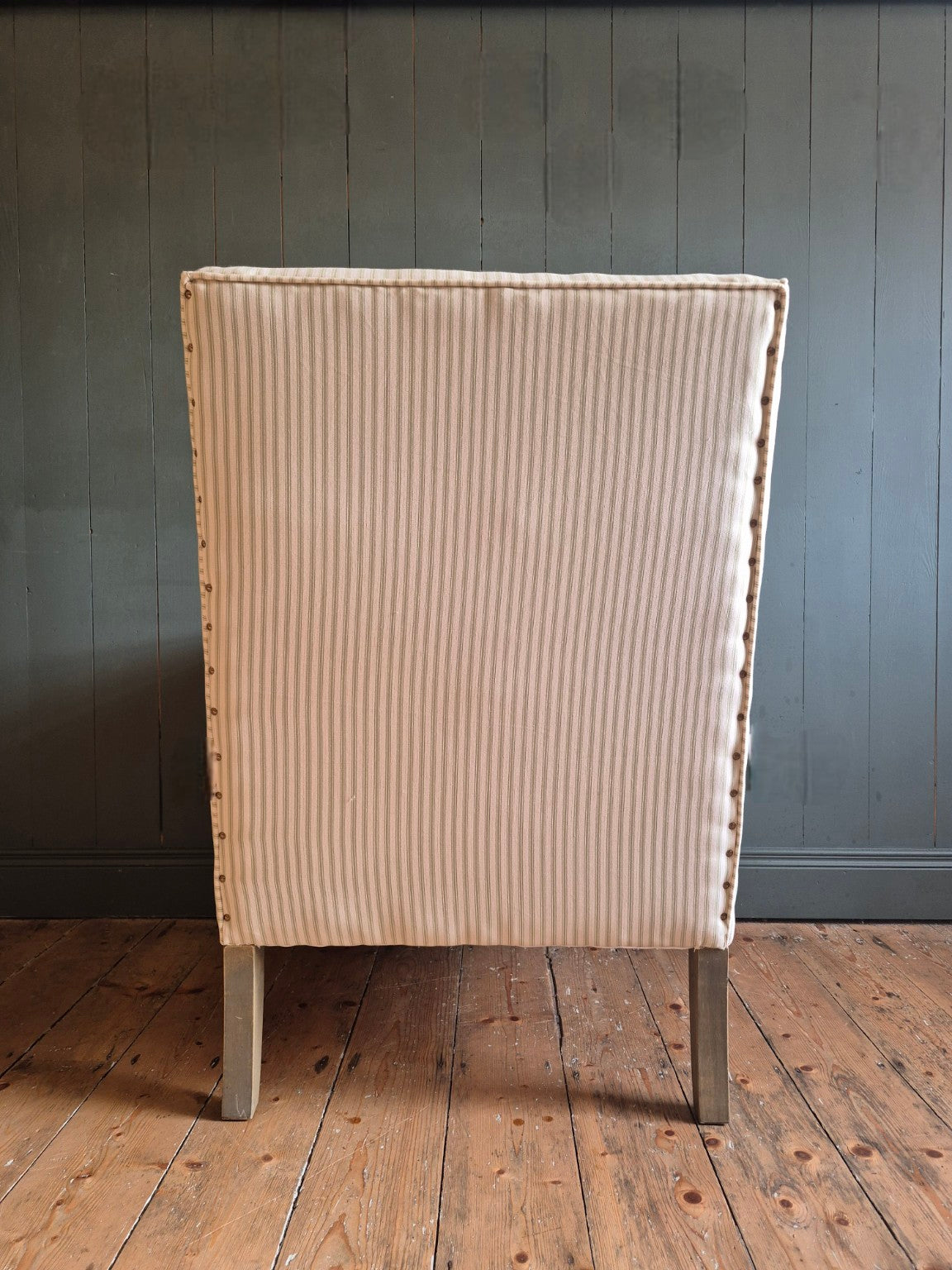 Contemporary Striped Wingback Armchair