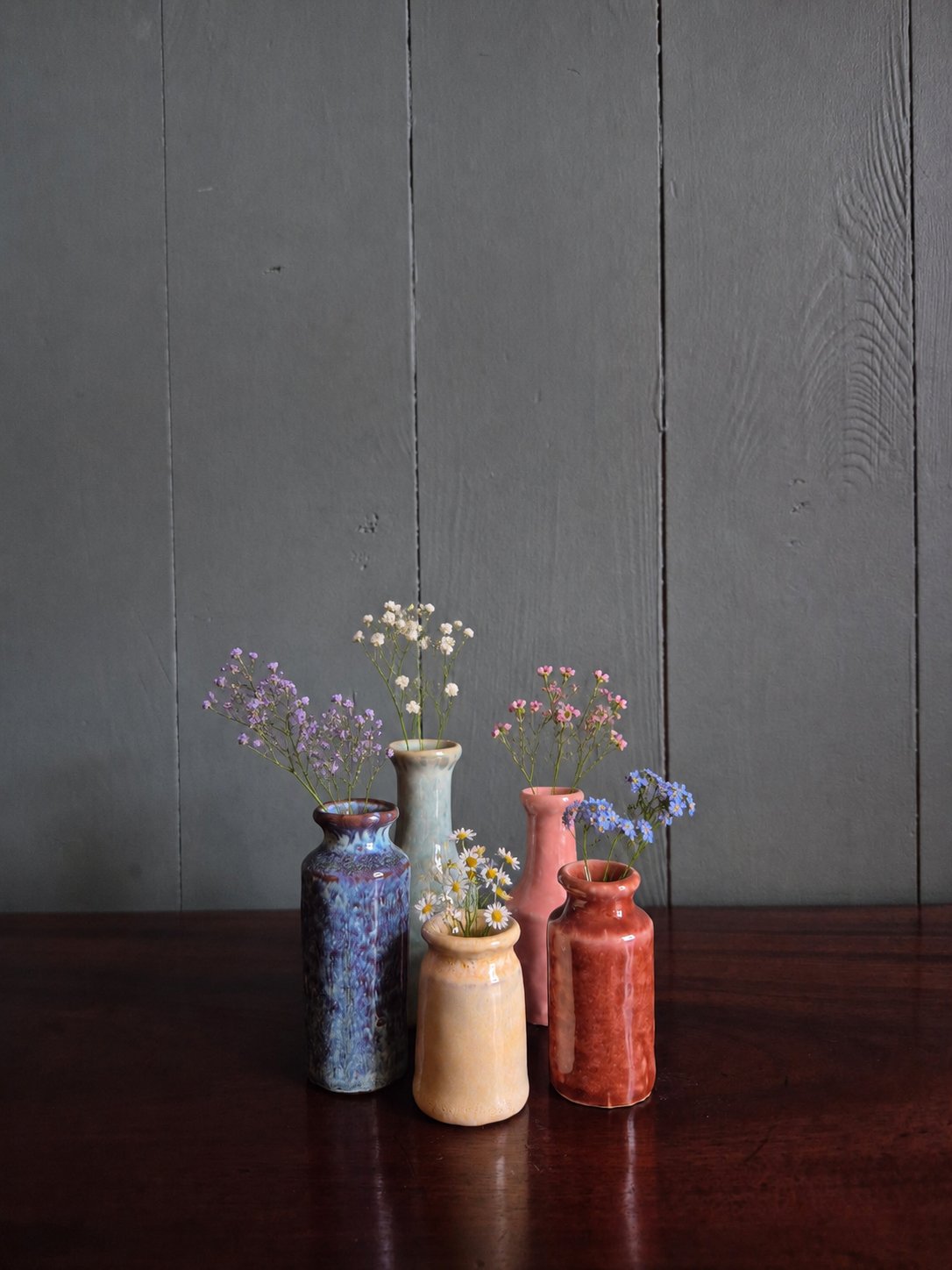 Set Of Stoneware Mini Vases