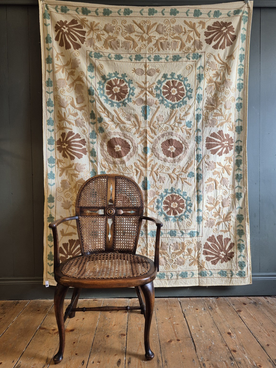 Suzani Embroidered Cotton Throw