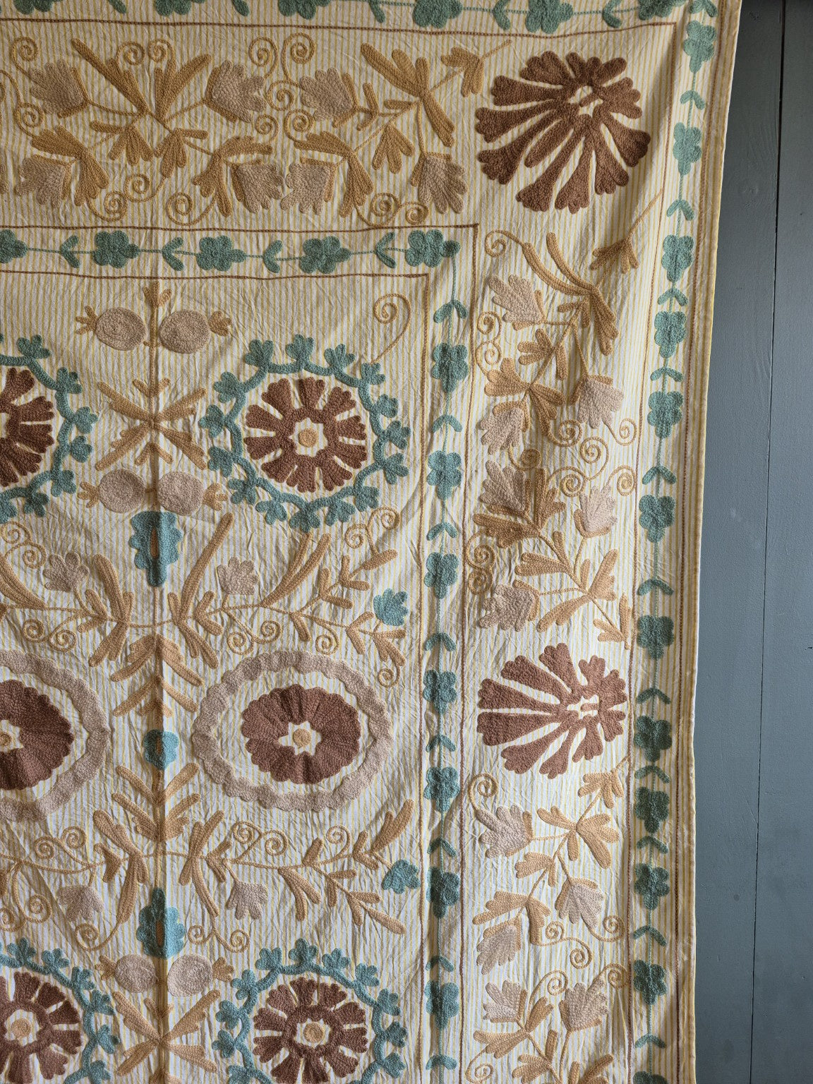 Suzani Embroidered Cotton Throw