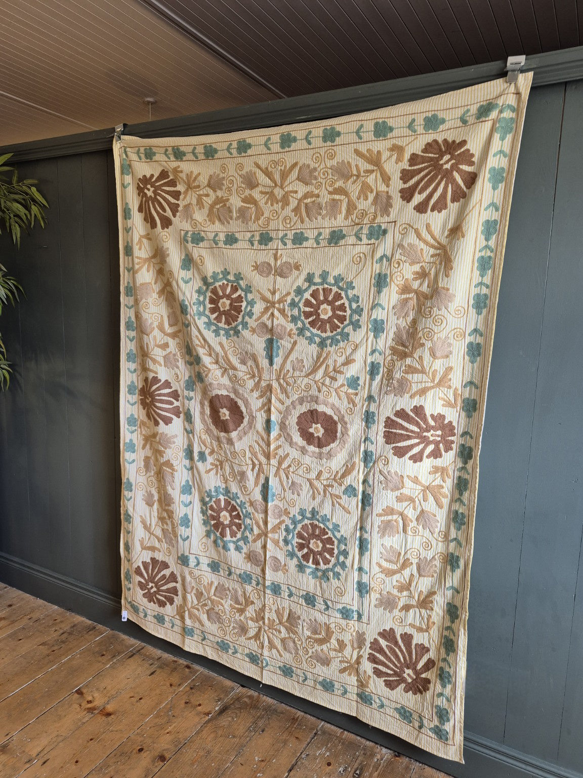 Suzani Embroidered Cotton Throw