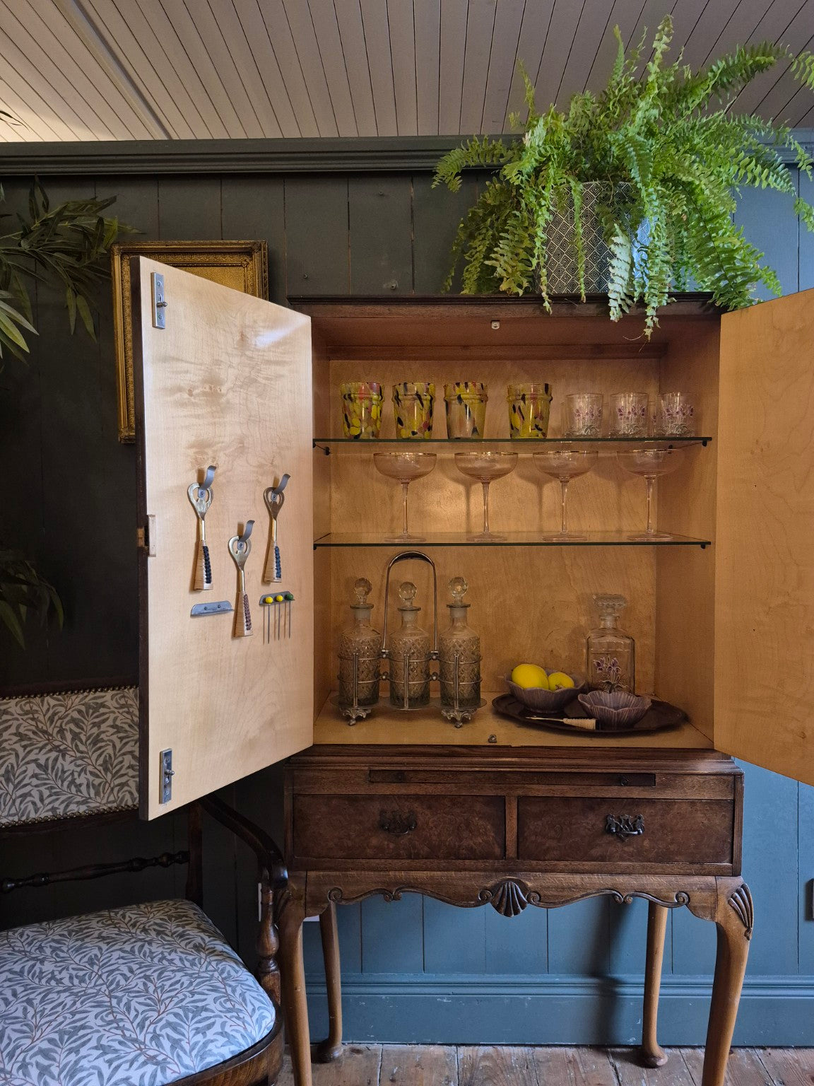 Vintage Burr Walnut Cocktail Cabinet