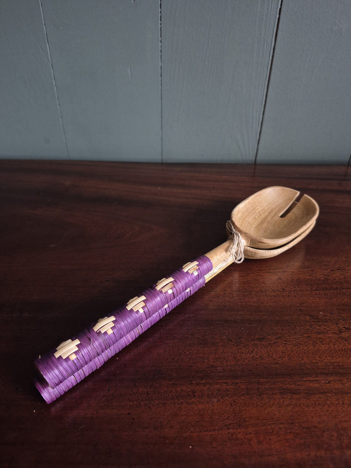 Wooden Salad Serving Set With Bamboo