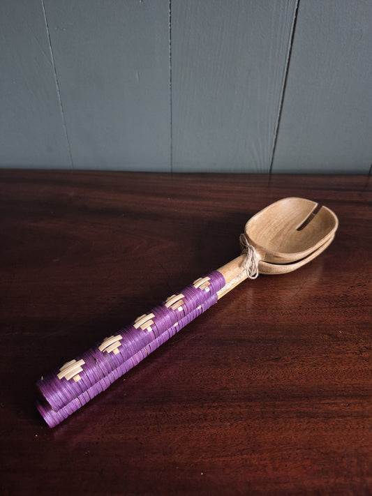 Wooden Salad Serving Set With Bamboo