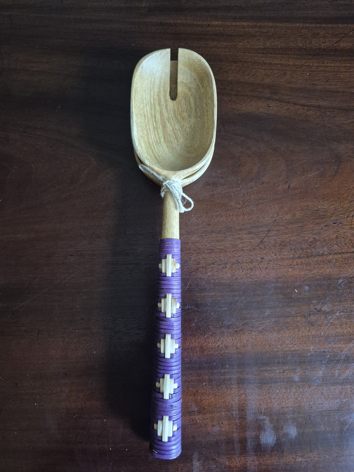 Wooden Salad Serving Set With Bamboo