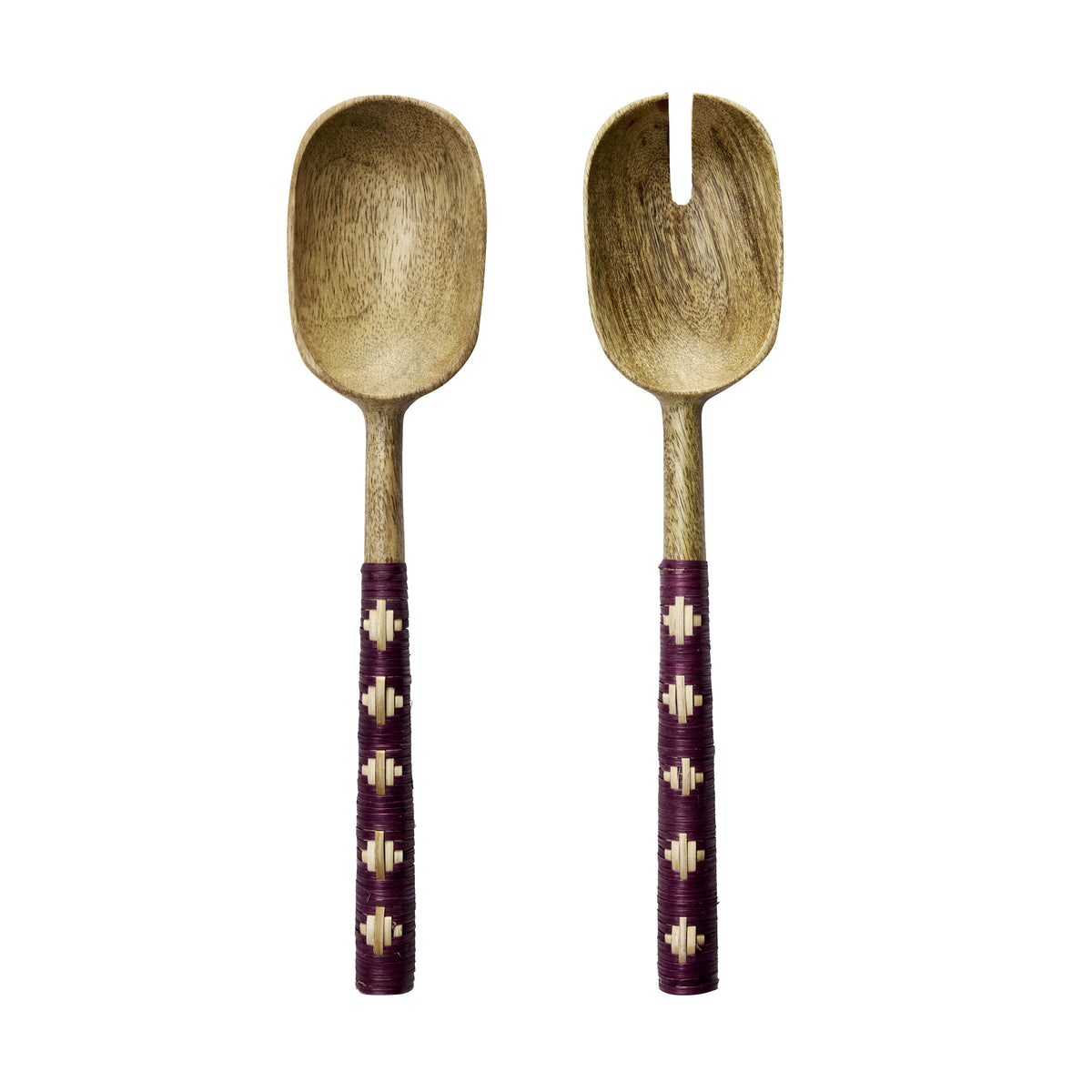 Wooden Salad Serving Set With Bamboo